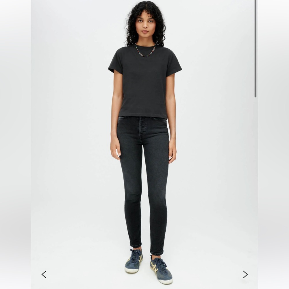 RE/DONE 90’s COMFORT STRETCH HIGH RISE ANKLE CROP / WASHED NOIR / SIZE 24